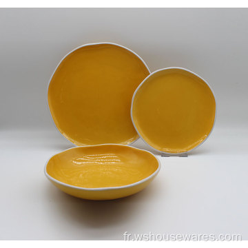 Ensemble de dîner de glaçage irrégulier en porcelaine de porcelaine